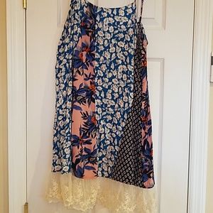 Umgee boho blue floral lace blouse top dress nwt